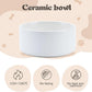 SPUNKYJUNKY Raised Ceramic Dog Bowls Set with Non-Slip Acacia Wood Stand for Medium Sized Dog(42.27 OZ, White)