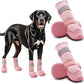 Hcpet Dog Shoes, Dog Boots & Paw Protectors for Winter Snowy Days, Rainy Weather, Outdoor Anti-Slip Sole Dog Booties for Hardwood Floor Pink-Leg 6