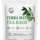 Unsmoked Yerba Mate Tea Bags, Natural Organic Yerba Matte Rich in Chlorophyll, Antioxidants and Vitamins, 30 Tea Bags