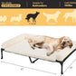 Veehoo Cooling Elevated Dog Bed Add Removable Deluxe Rose Plush Bolster Cushion Mat, 47" x 29" Washable Dog Couch Bed, Raised Pet Cot with Breathable Teslin Mesh, No-Slip Feet, White, CWC2439B