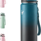Enerbone 24 oz Insulated Water Bottle, Stainless Steel Bottle with Carrying Strap, Double-Wall Vacuum Insulation Design, Leakproof Sports Bottle with Straw, Keep Drinks Cold or Hot for Hours