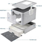 Cat Litter Box with Litter Mat and Scoop, Large Foldable Litter Box with Lid, Front Entry Top Exit Kitty Box, Odor Control, Easy to Clean (Grey)