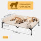 Veehoo Cooling Elevated Dog Bed with Fluffy Plush Bolster Cushion, Indoor Raised Dog Beds for Large Dogs, Soft Pet Sofa Cot with Removable Washable Mat, No-Slip Feet, 59 x 37 inches, Cream White