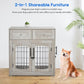 Dog Crate Furniture for Large Dogs, Wooden Dog Kennel Indoor with Double Doors, Dog Cage with Cushion & Drawers, Dog House Side End Table for Large Medium Dogs up to 70 lb, 39.4” L, Grey