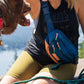 Wilderdog Utility Fanny Pack stores Treats, Balls, Keys in 3 Pockets with adjustable strap and Poop Bag dispenser (Pacific Blue)