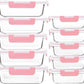 M MCIRCO [10-Pack Meal Prep Containers with Snap Locking Lids, Glass Airtight Lunch, Food Storage Containers, Microwave, Oven, Freezer and Dishwasher Friendly, Pink