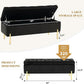 45.6 Inch Velvet Storage Ottoman, Rectangular Accent Bench for Bedroom & Living Room, Black