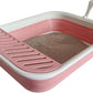Collapsible Small Cat Litter Box for Kittens Open Potty Pan Travel Foldable Waterproof Shallow Anti-Splash Removable Semi-Enclosed Kitten Kitty Puppy Small Animals Senior Pet (Pink)
