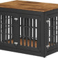 42" Heavy Duty Dog Crate Furniture for Small,Medium and Large Dogs,Rustic Wooden Dog Cage Kennel Indoor Furniture with Waterproof Top,Decorative Pet House Side End Table (Black & Wood)