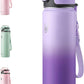 Enerbone 24 oz Insulated Water Bottle, Stainless Steel Bottle with Carrying Strap, Double-Wall Vacuum Insulation Design, Leakproof Sports Bottle with Straw, Keep Drinks Cold or Hot for Hours