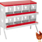 8 Hole Chicken Nesting Box with Roll Out Egg Tray, Rustproof & Ventilated Chicken Laying Boxes for Hens, Chickens, Ducks | Easy-Clean Poultry Coop Accessories, Red with Stand