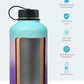 BUZIO 64oz Insulated Water Bottle Stainless Steel Double Wall Leak Proof Half Gallon with Straw Lid and Flex Cap (Cold for 48 Hrs) Sports Flask Metal Travel Mug for Hiking Cycling, Hydrangea