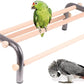 Large Bird Training Perch Long Stand for African Grey Macaw Big Birds, Rustproof Metal Durable Heavy Duty Metal Frame with 4 Wooden Bars for Bird to Play Climb and Exercise Toy