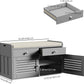 Shoe Storage Bench with 2 Drawers & 2 Doors, Entryway Bench with Cushion, 2 Adjustable Shelves, Shoe Cabinet for Entryway, Living Room, Hallway, Mudroom, Bedroom, Grey