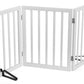 Dog Gates for The House Freestanding Foldable Pet Gates for Doorways 3 Panels 24'' Tall with 2PCS Support Feet Wooden White Dog Gate for Stairs
