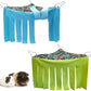 RIOUSSI Guinea Pig Hideout Hideaway Corner Fleece Toys Cage Accessories with Reversible Sides, Geo/Gray-Green+Blue, Pack of 2