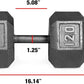 WF Athletic Supply Cast Iron Solid Hexagon Gray/Black Dumbbells, Strength Training Free Weights Set of 2 for Women and Men, Hand Weights Sold by Pairs, Multi-Select Size Options Available