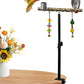 18-27 Inch Height Adjustable Bird Perch Pepper Wood Desktop Bird Training Perch Stand with Feeding Cups and Swing Toy Parakeet Perches Indoor and Outdoor Parrot Stand for Small to Medium Birds