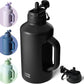 BOTTLE BOTTLE Insulated Water Bottle 64 oz with Straw and Dual-use Lid Half Gallon Jug for Men with Handle Vacuum Stainless Steel water bottle for Workout and Sports black