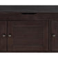Shoe Storage Bench with 3 Shutter-Shaped Doors, Pine Wood Shoe Bench with Removable Cushion and Hidden Storage Space for Living Room, Entryway 43.5" L x 16" W x 18" H Espresso