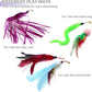 Cat Toy Wand, Interactive Feather Teaser Cat Toys Set, Retractable Cat Fishing Rod with 5pcs Refills (Purple)