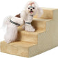 Dog Stairs for Small Dogs,17.5" H,4-Step Dog Steps for Bed and Couch with High Density Foam,Non-Slip Pet Steps for Doggy and Cat,Pet Stairs with a Washable Cover,Khaki