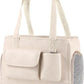 Dog Carrier Purse, Fashion Leather Pet Carrier Bag, Airline Approved Soft Sided Cat Travel Tote Bag with Pockets White
