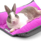 Paw Inspired Snuggle Bunny Bolster Bed for Rabbits, Cats, Dogs and Other Small Pets, Reversible Fleece Flop Bedding with Padded Sides (Gray/Pink)