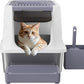 RIZZARI Stainless Steel Cat Litter Box, Odorless Enclosed Litter Box with Top Holes, Large Litter Pan for Small to Large Sized Cats (Light Gray, 23.8" L*15.9" W*16.1" H)