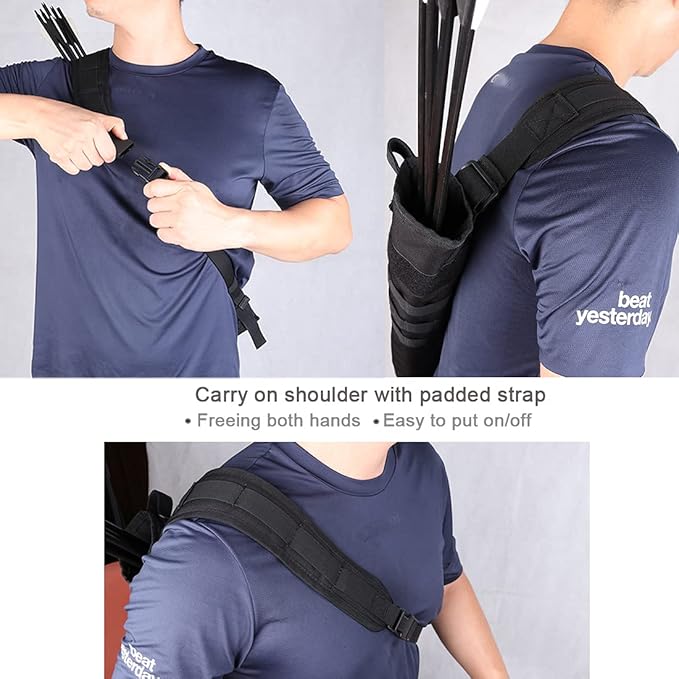 KRATARC Archery Lightweight Back Arrow Quiver Dual Use Foldable Compact Hip Arrows Bag with Molle System Hanged for Target Shooting