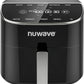 Nuwave Brio Plus 8 Qt Air Fryer, PFAS Free, New & Improved, Digital Touch Screen, Cool White Display, 50°F~400°F in Precise 5°, 5 Cook Functions, 100 Presets & 50 Memory, 3 Wattages 700, 1500, 1800