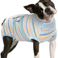 FUAMEY Recovery Suit for Dogs After Surgery,Soft Breathable Dog Bodysuit E-Collar & Cone Alternative Surgical Suit,Male Female Dog Neuter Spay Suits Anti Licking Wounds Onesie Blue Yellow Stripes L