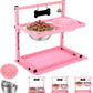 SHAINFUN Pink Elevated Dog Bowl Stand with Two 1700ml Stainless Steel Food Bowls, Slow Feeder and Spill Proof Mat, Adjustable Feeder for Large, Medium and Small Dogs