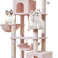 Taoqimiao Cat Tree, 71-Inch Cat Tree Cat Tower for Indoor Cats, Plush Multi-Level Cat Condo with 10 Scratching Posts, 2 Perches,Basket, 2 Caves,Hammock, 2 Pompoms,MS020P Jelly Pink