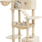 73 inches Large Cat Tree for Indoor Cats, Tall Cat Tower with Sisal Scratching Posts and Pads, Padded Plush Perch, Cozy Basket, Plush Condo for Large Cats (Beige)