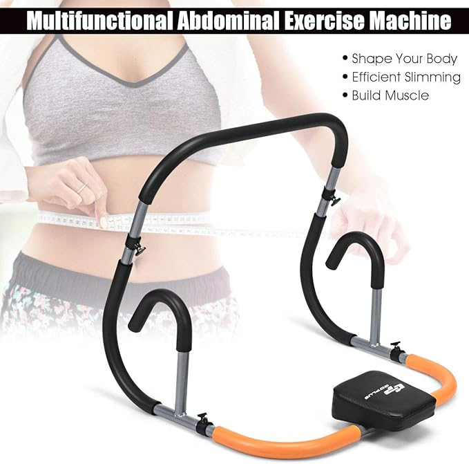 Goplus Ab Fitness Crunch, Portable Ab Roller for Core Strength, Sit Up, Abdominal Machine, Exercise Crunch Trainer Workout Exerciser for Home, Office, Gym