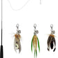 TTcat Cat Feather Wand Toys,Retractable Wand Toy with 3 Mini Insect Refills, Transparent Carbon Wire,Interactive Cat Toy Kitten Toy for Indoor Cats to Play Chase Exercis