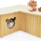 Fhiny Wooden Hamster House, Multi-Chamber Hamster Hideout & Tunnel Detachable Activity Room Exploring Toys Rats Habitat Decor for Dwarf Hamsters Gerbils Mice Lemmings (Small)