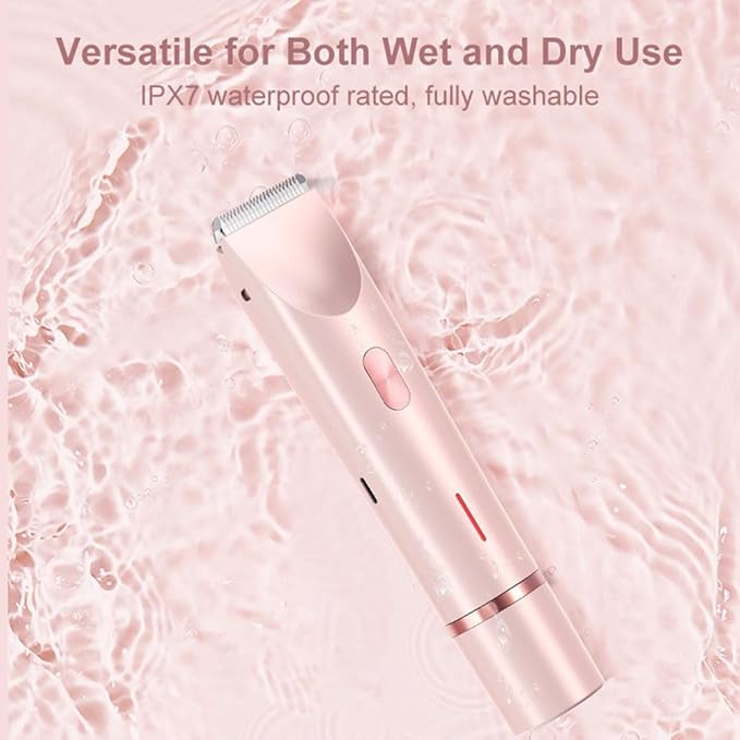 Bikini Trimmer for Women 2025 Upgrade Dual Head Shaver Women Ceramic Blades 2-in-1 Women's Body Shaver Electric Razor 90min Cordless Runtime Waterproof Travel Grooming Kit (Purple)