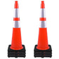 OrangeStar 6 Pack 36" Traffic Cones with Weighted Rubber Base, 2 Reflective Collars, Large Safety Cones for Parking Lot, Road Construction, Warehouse, Highway, Weatherproof PVC