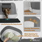 Detachable Cat Litter Box with Lid, 3-in-1 Cat Toilet of Cats, Large Space Anti-Leakage Cat Litter Box with Scoop, Cat Mat & Odor Fitter, Blue