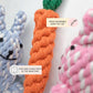 HILLBERRY Dog Rope Chew Toy Cotton Pink and Blue Rabbits and Carrot Bundle Set for Teething Puppy, Small, Miniature and Toy Breed Cute Pet Play Essentials