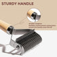 3-in-1 Professional Pet Shedding Dematting Comb - Deshedding Undercoat Rake for Dogs with Stainless Steel Blades Metal Pet Brush with Wood Handle Matted Hair Detangling Thinning and Shedding