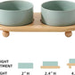 Ceramic Elevated Dog Bowls, Food and Water Bowls for Dogs, Puppy, Raised Dog Dish, Pet Feeder(6inch, 2 x Light Green + Stand)