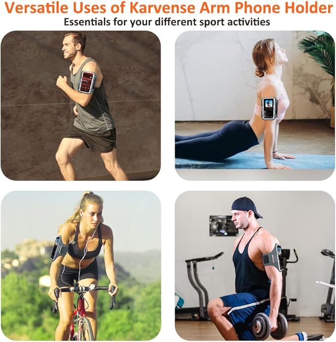 Arm Band for Phone for Running, Phone Holder for Running for iPhone & Samsung Galaxy, Cell Phone Armband Holder for Walking, Gym, Workout, w/Adjustable Strap & Zipper Pocket (Grey-S)