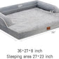 Orthopedic Dog Beds for Large Dogs, Waterproof Dogs Beds, Memory Foam Dog Couch Beds, Comfy Bolster Pet Beds with Removable Washable Cover, Nonskid Bottom (Large, Grey)