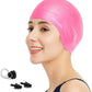 Swimming Cap, Silicone Swim Cap for Women Men, Durable Non-Slip Waterproof Swim Cap Protect Ears, Long Hair for Adults, Older Kids