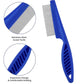 Pet Hair Comb, 2-in-1 Multifunctional Stainless Steel Pet Grooming Comb for Dog and Cat for Flea, Tear Stain Removal, and Dehairing Dogs and Cats' Face, Paws, and Body (Blue)