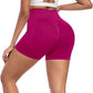 CHRLEISURE Women's 4 Packs Workout Gym Shorts, High Waisted Butt Lifting Scrunch Butt Seamless Booty Shorts