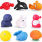 XY-WQ Bath Toys No Hole, for Infants 6-12& Toddlers 1-3, No Hole Bathtub Toys (Sea Animals, 9 Pcs with Mesh Bag)